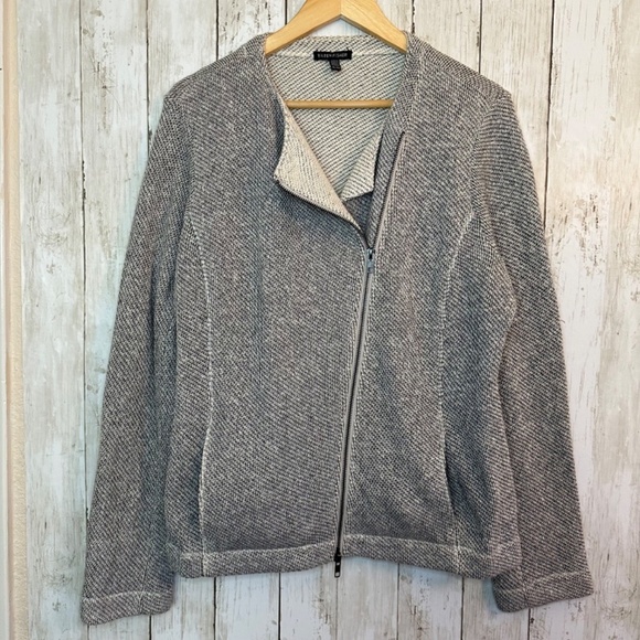 Eileen Fisher Ash Organic Cotton Twisted Terry Moto Jacket Womens XL Minimalist - Picture 5 of 16